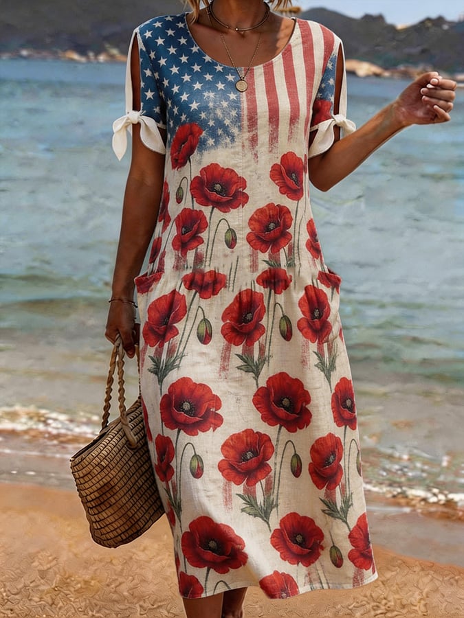 Women'S Casual Color-Block Printed Dress