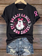 Women's Breast Cancer Is Boo Sheet Printed Casual V Neck T-Shirt