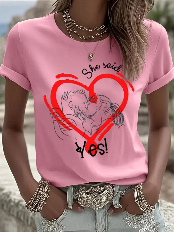 Women's Engaged Printed Casual T-Shirt