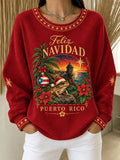 Women's Puerto Rico Christmas Printed Casual Sweatshirt