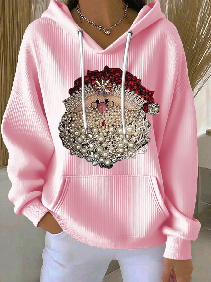 Women's Retro Christmas Print Casual Hoodie
