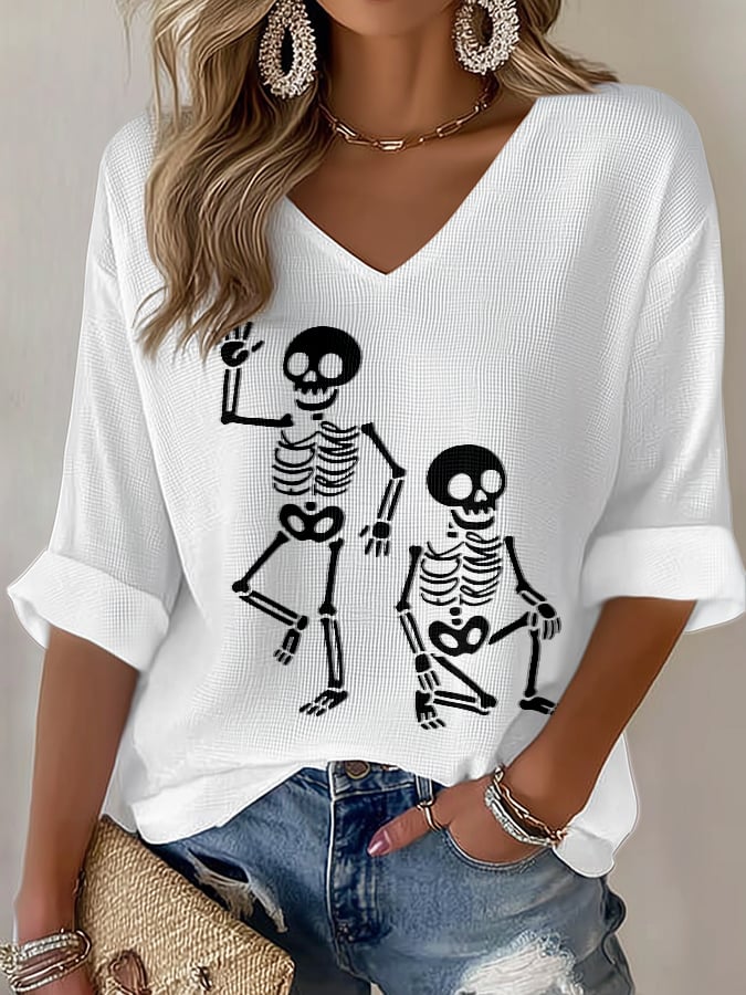 Women's Terrible Shirt Football print waffle T-shirt