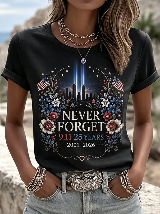 Women's 9.11 Never Forget Printed Casual Tops