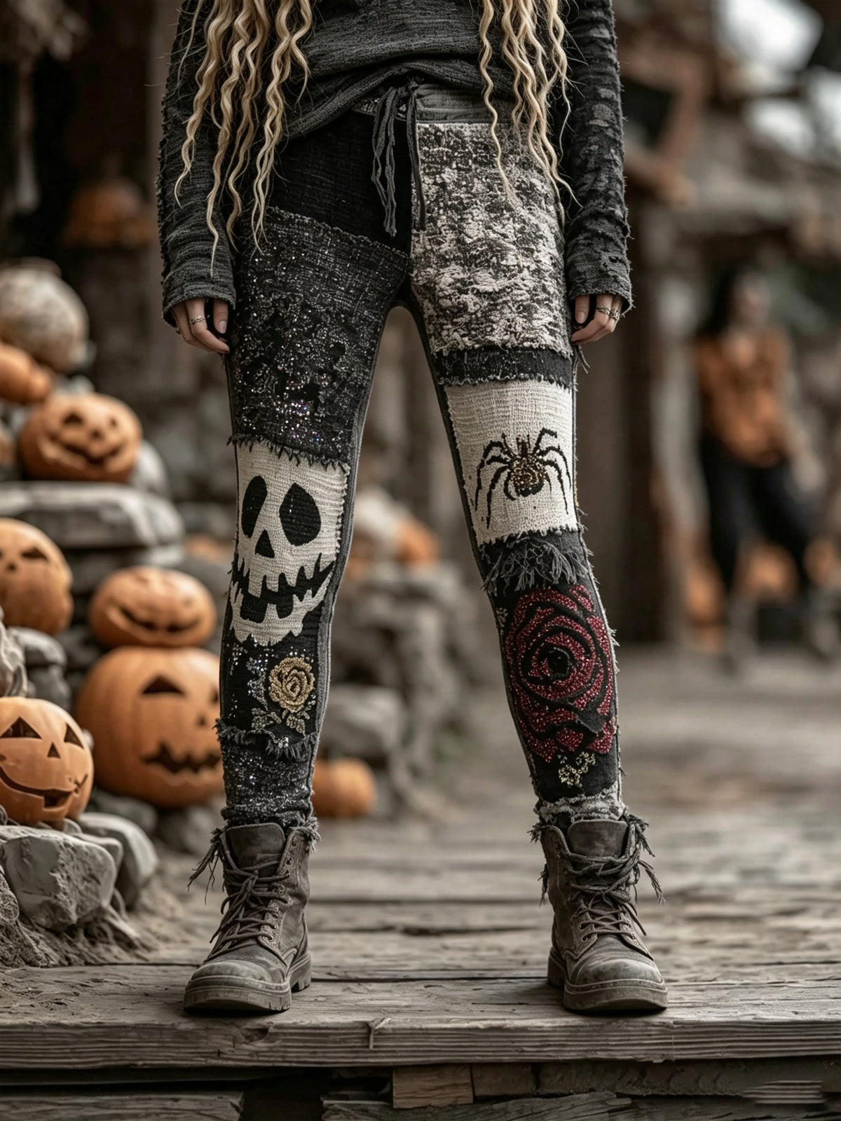 Women's Retro-Style Spider-Man and Black Cat Print Leggings