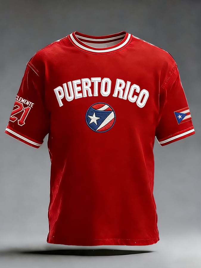 Men's Puerto Rico Baseball Fan Casual T-Shirt