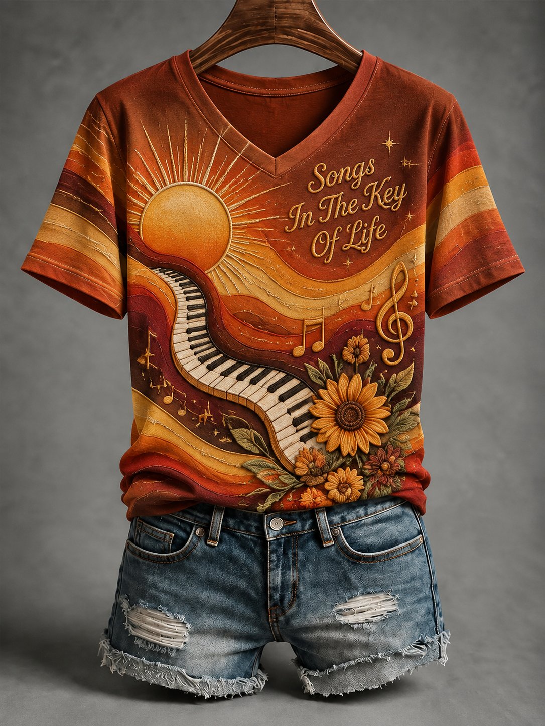 Women's Songs In Key Of Life Print Casual T-shirt