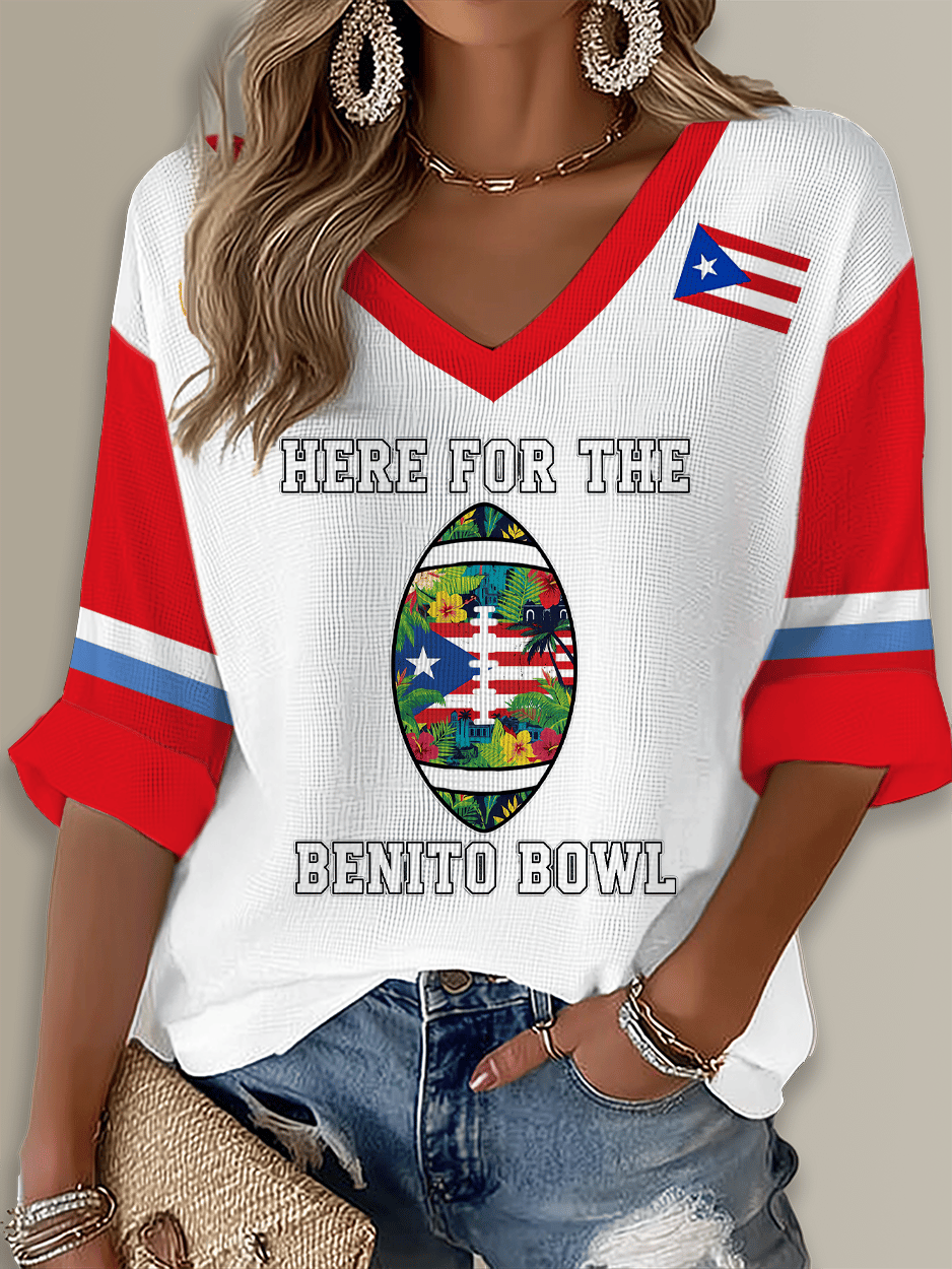 Puerto Rico Singer Benito Bowl Printed Long Sleeve Top