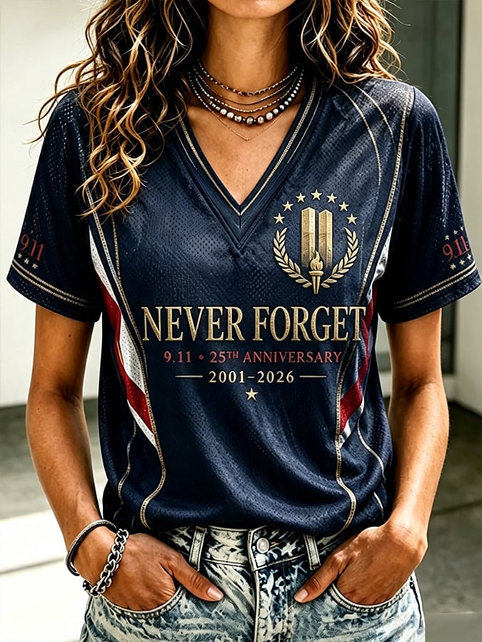 Women's 9.11 Never Forget Printed Casual Tops