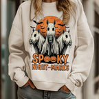 Sppoky Night Mares Horse Ghost Art Printed Sweatshirt