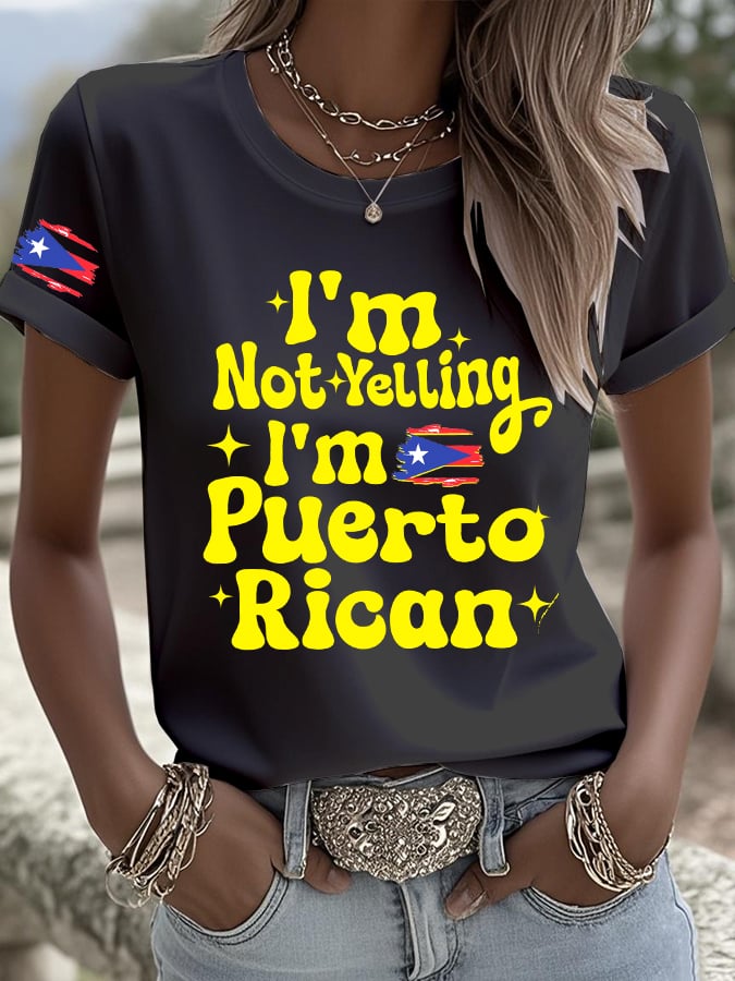 Puerto Rico Colorful Casual Printed Crew Neck T-shirts