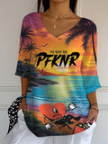Puerto RIco Singer Boricua Sunset Printed Long Sleeve Top