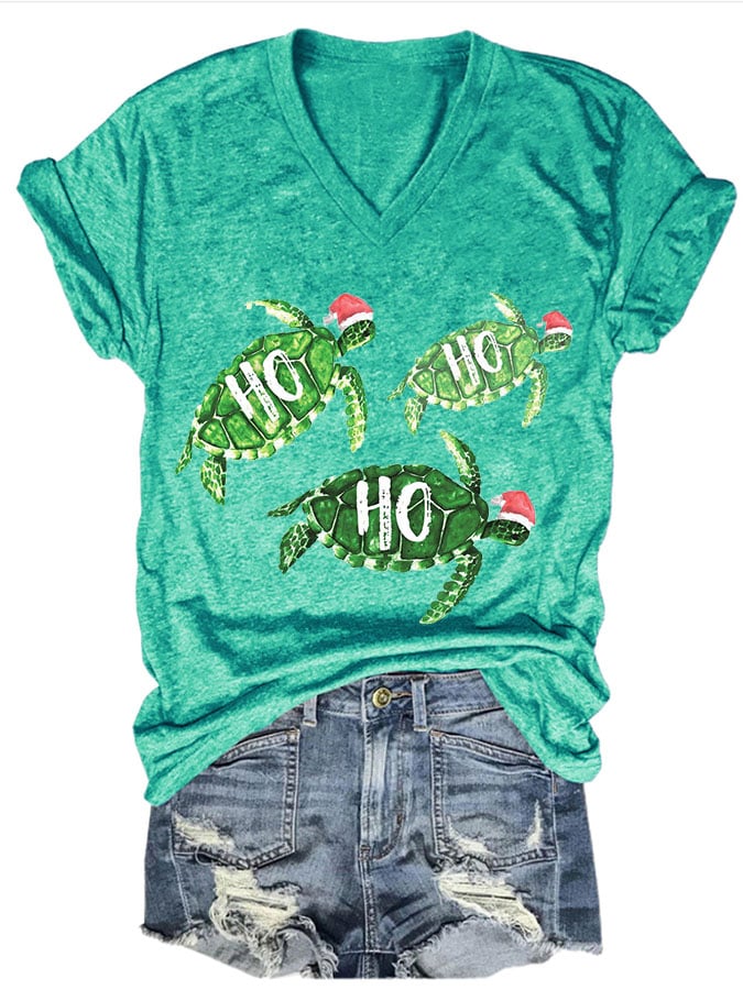 Women's Casual Hawaiian  Christmas Print Short Sleeve T-Shirt
