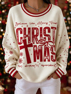 Women's Christmas Faith Art Print Casual Sweatshirt