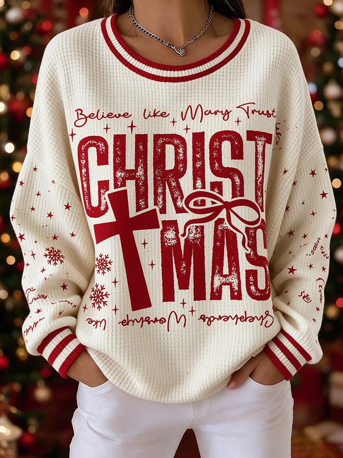 Women's Christmas Faith Art Print Casual Sweatshirt