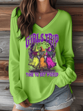 Women's Girls Trip Time To Get Wicked Print V-Neck Long Sleeve T-Shirt