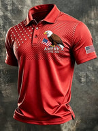 Men's American Flag Print Polo Shirt