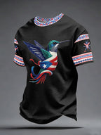 Men's Retro National Puerto Rican Day Print Short-Sleeve T-Shirt