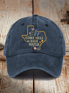 Retro Texas Strong Come Hell Or High Water Print Baseball Cap