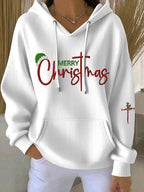 Women'S Merry Christmas Cross Hoodie Sweatshirt