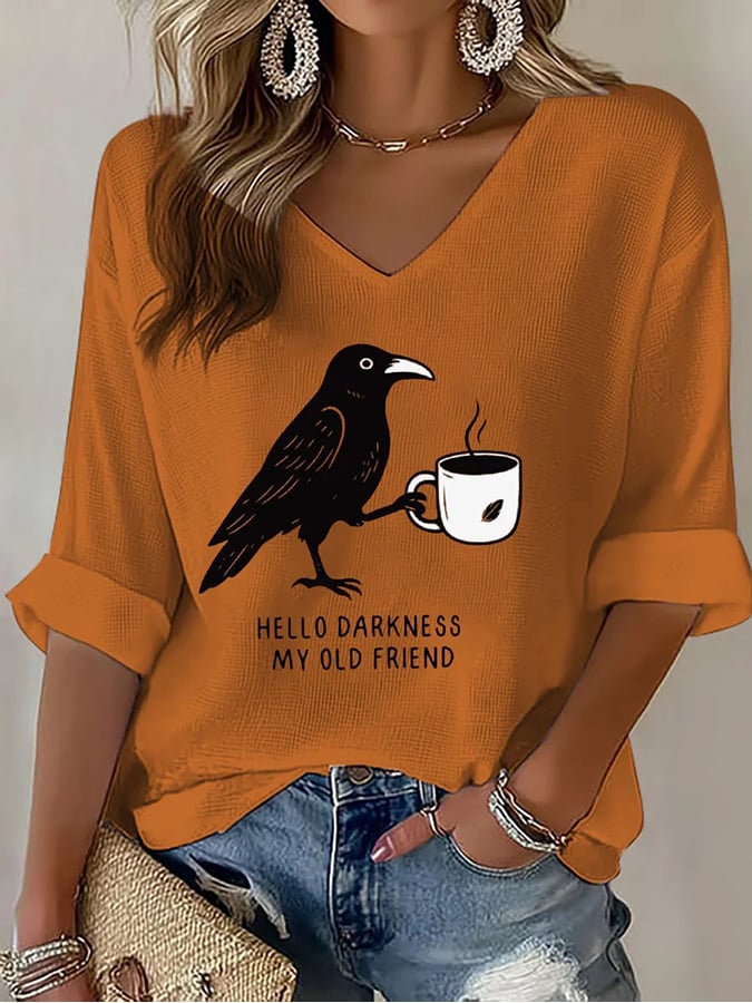 Women's Hello Darkness Halloween Print Shirt