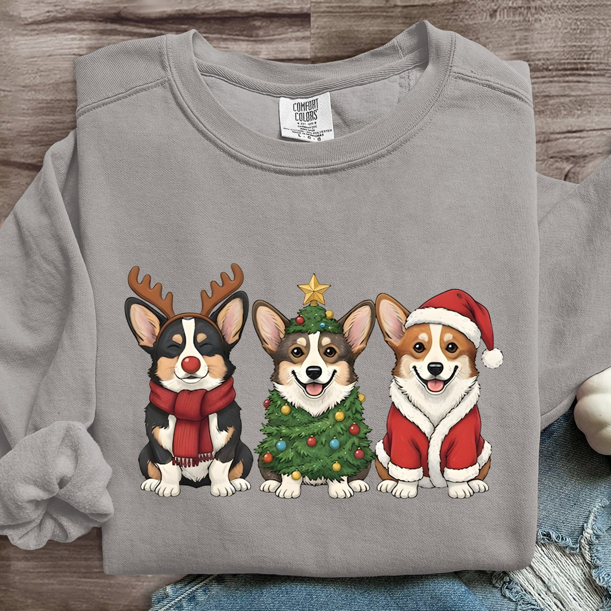 Funny Christmas Dog Art Print Sweatshirt