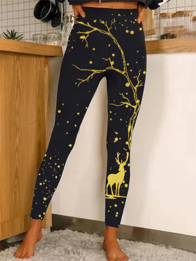 Christmas Print Deer Leggings
