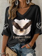 🔥🔥2nd 50% Off 🔥🔥V-Neck Retro Forever Free Jackie Print T-Shirt