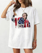 Unisex Printed Crew Neck Vintage Washed Short-sleeved T-shirt