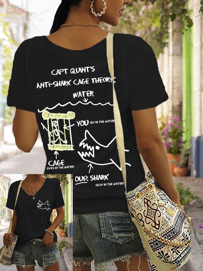 Women's Great White Shark Print Comfort Short Sleeve T-Shirt