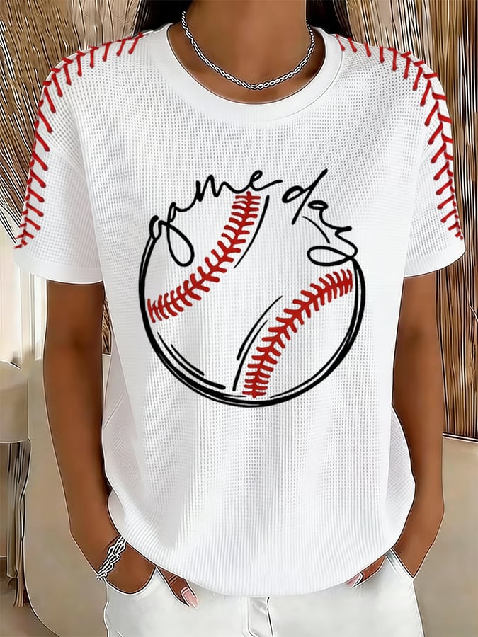 Women's Retro Baseball Game Day Print T-Shirt