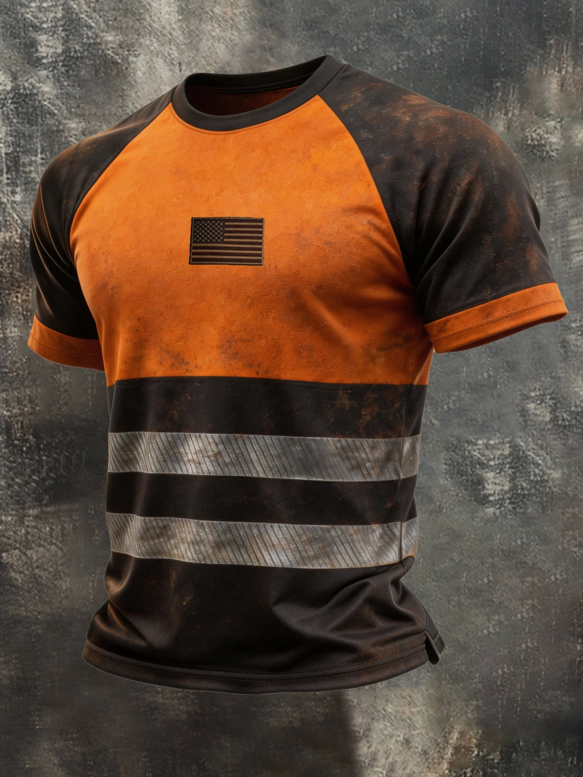 Men's Vintage Patriot Color Block Print Short Sleeve T-Shirt