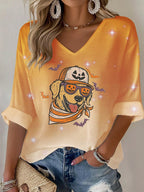 Golden Retriever Dog Halloween Art Printed Long Sleeve Top