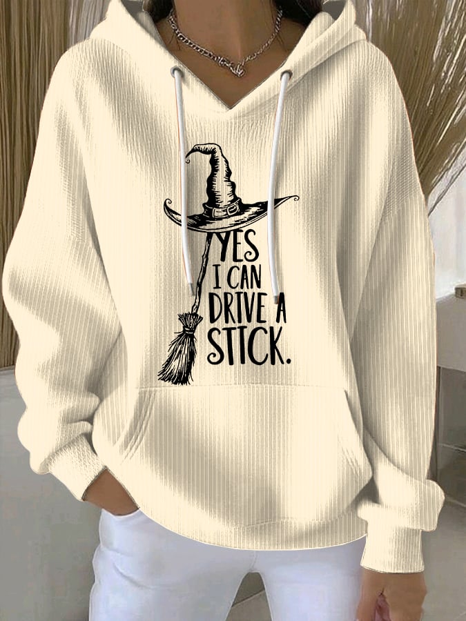 Women's Yes I Can Drive A Stick Print Casual Sweatshirt