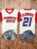 Women's Puerto Rico Baseball Print Shirt