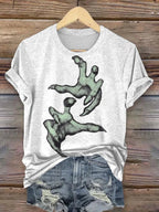Women's Retro Halloween Print Crew Neck T-Shirt