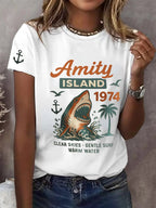 Women's Amity Island 1975 Printed Short-Sleeved T-Shirt