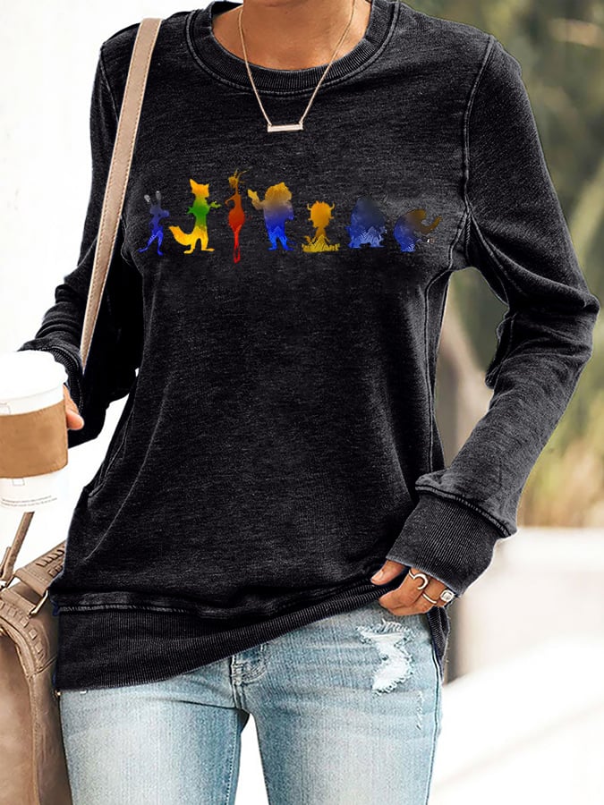 Retro Animals Print Sweatshirt