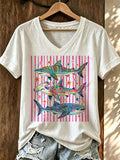 Women's Casual Short-Sleeve T-Shirt with Great White Shark Print