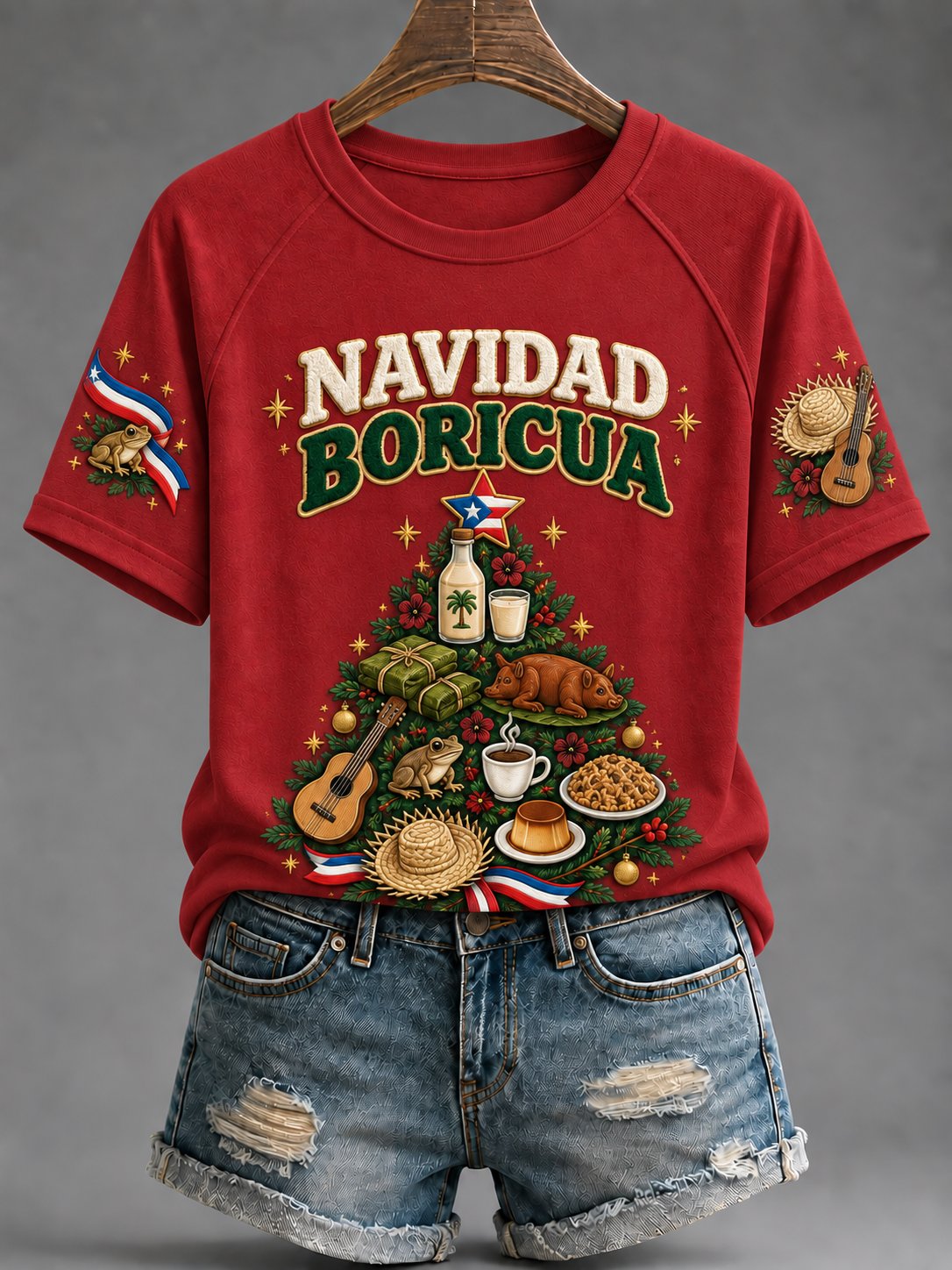 Women'S  Puerto Rico Christmas Print T-Shirt