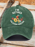 Unisex Retro Vacation Music Parrot I'M Retired Vacation Forever Print Hat