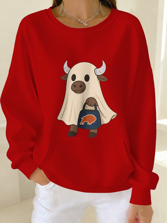 Women's Fall Retro Football Gameday Buffalo Ghost Sweatshirt