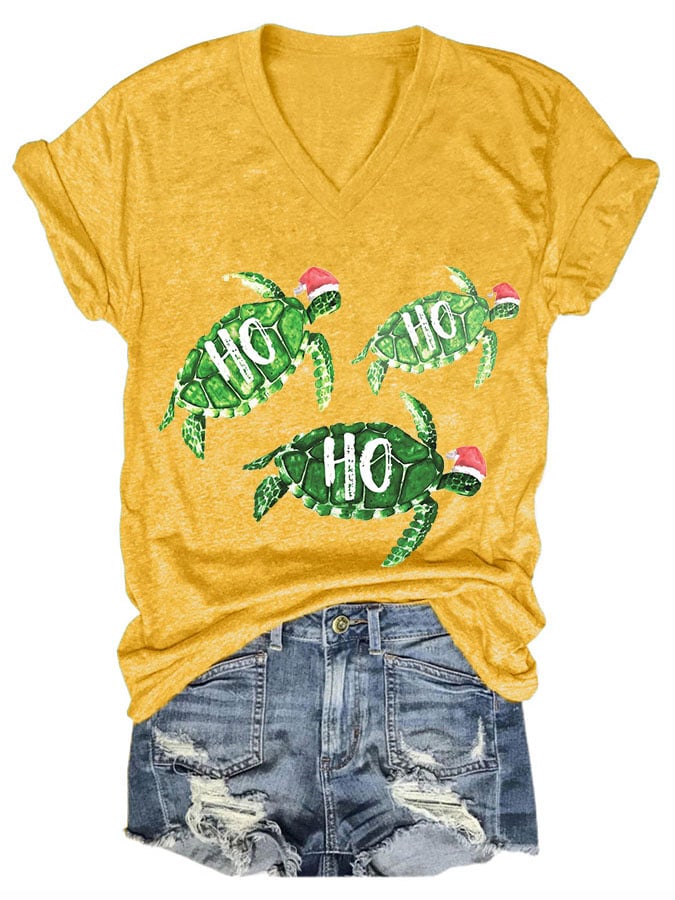 Women's Casual Hawaiian  Christmas Print Short Sleeve T-Shirt