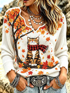 Women's Casual Retro Collar Frayed Edge Top