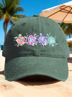 Retro  Vacation Watercolor Sea Turtle Print Baseball Cap