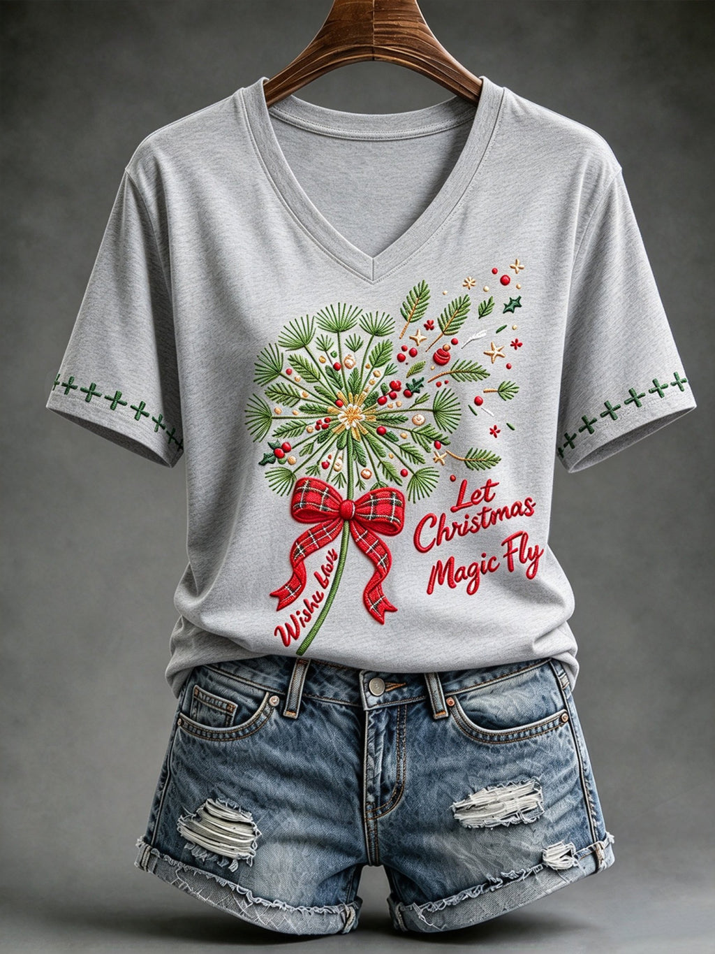 Women's Festive V-Neck Top