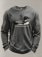 Men's Stupid Canadian wolf bird  Print Long-Sleeved T-Shirt