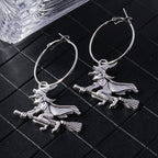 Vintage Witch Skull Earrings, Classic Halloween Personalized Jewelry