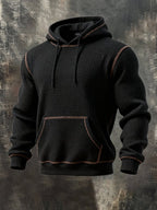 Men'S Waffle Stitching Contrast Color Hooded Casual Sweatshirt Suit