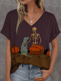 Dog Grim Reaper Halloween Art Print V-neck T-shirt