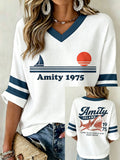 Women's Great White Shark Print Long-Sleeve Top